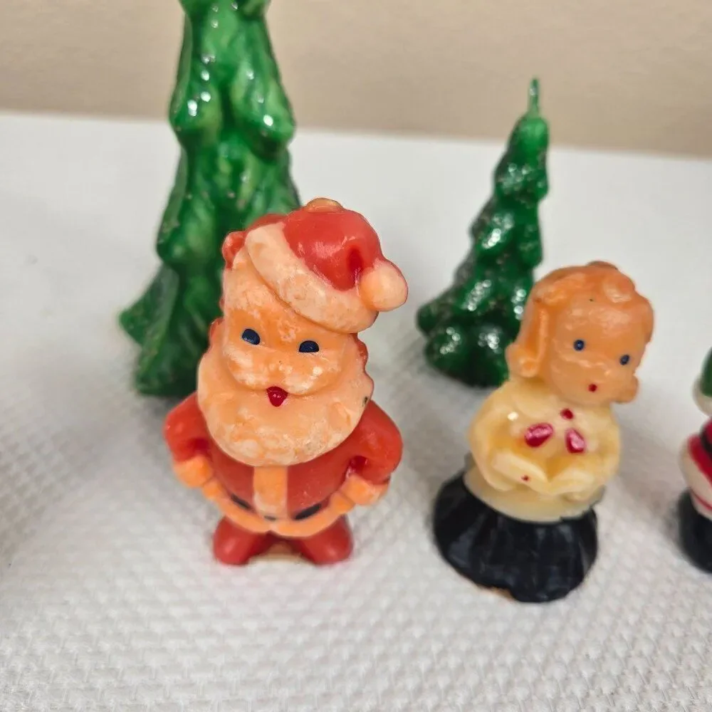 Vintage Gurly Halo Christmas Candle Lot 10 Santa Snowman Angel Tree Choir